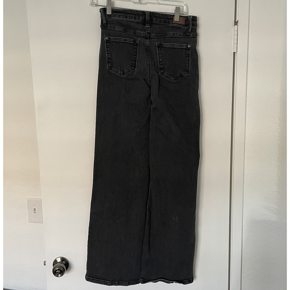 Judy Blue Black Wide Leg SZ 3/26 Trouser Jeans High Rise Button Fly Stretch Boho - Picture 2 of 11